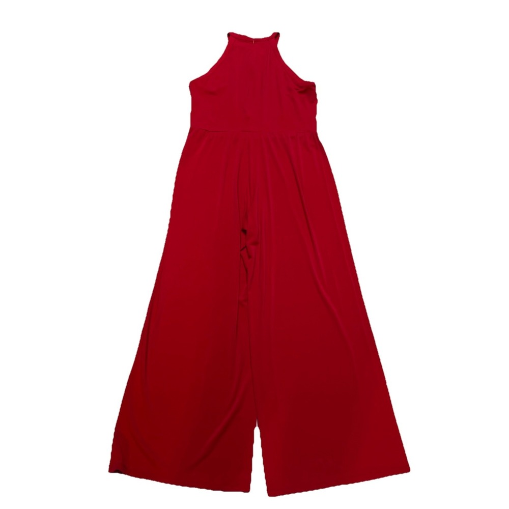 Lauren Ralph Lauren Jumpsuit Women X-Large Red Crepe Stretch Wide Leg - Picture 7 of 9